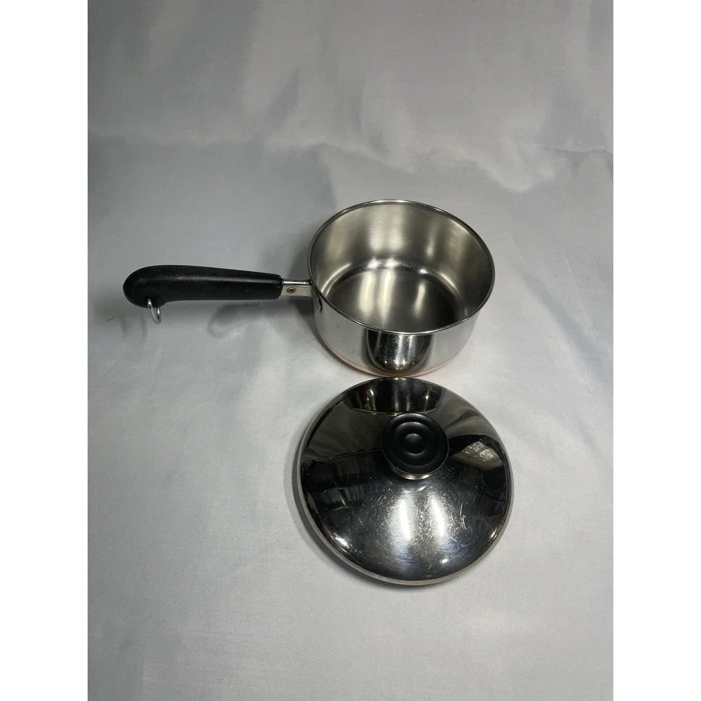 Revere Ware 1 Qt 1801 Saucepan w/ Lid Copper Bottom Cookware Sauce Pan Pot
